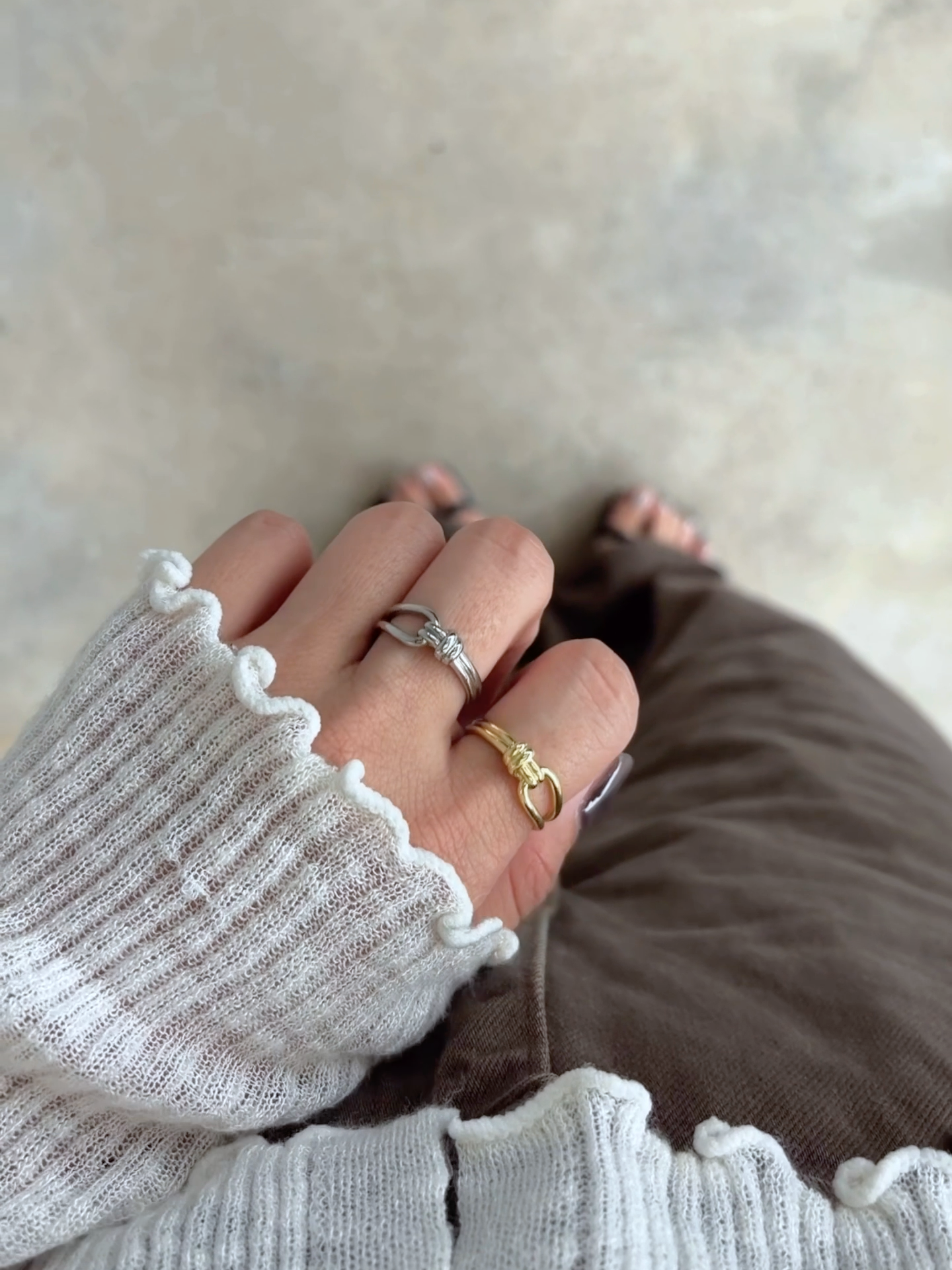 S925 double layer knot ring