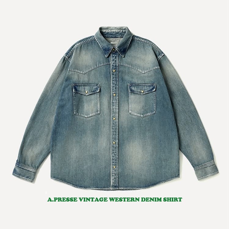 A.PRESSE 2026 A/W VINTAGE WESTERN DENIM SHIRT - PRE ORDER ITEM (預訂中)