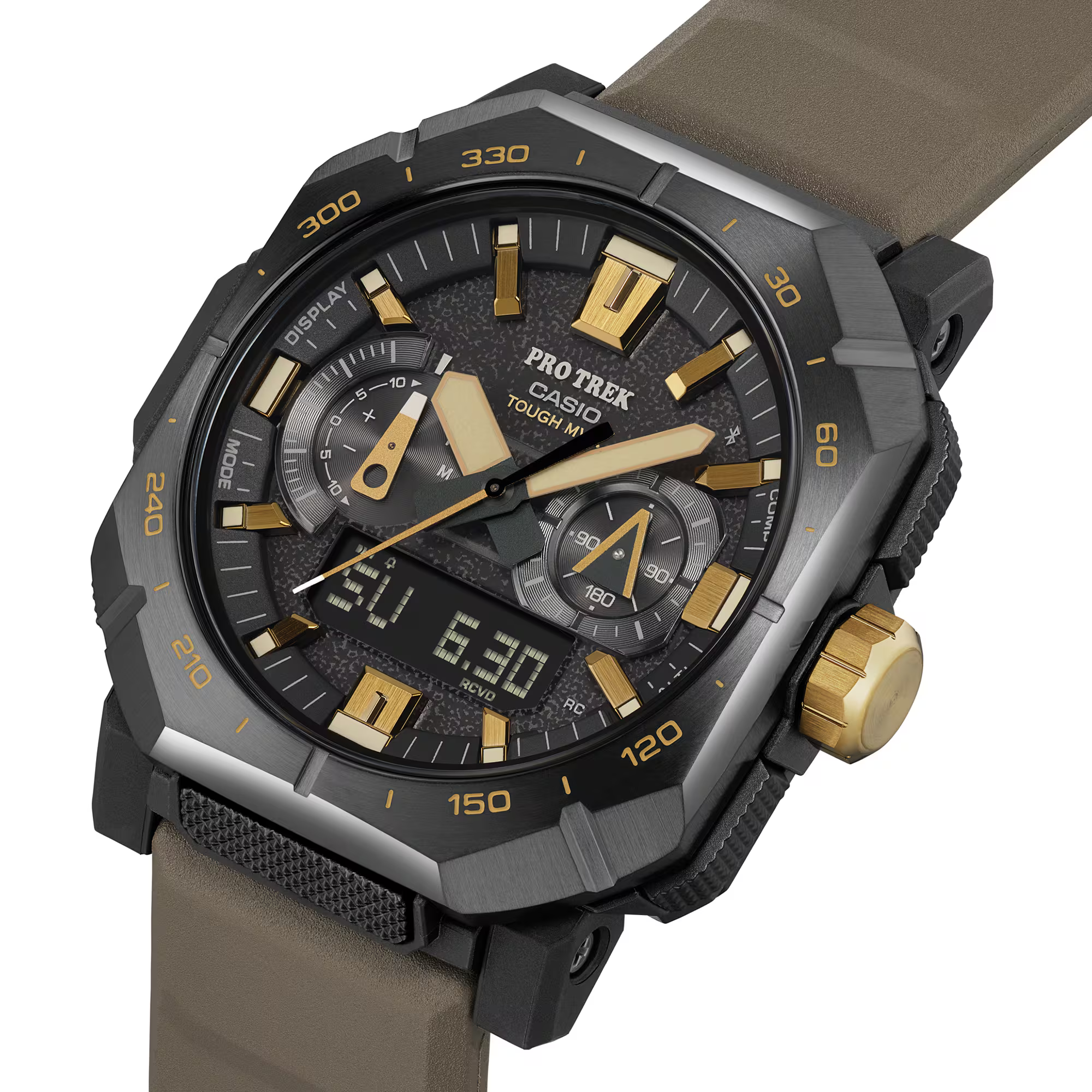 萬年鐘錶 - CASIO PRO TREK  登山者藍芽太陽能電波方位、氣壓、高度、溫度三重感應器登山錶 PRW-B1000-5 錶徑 : 45.8 mm