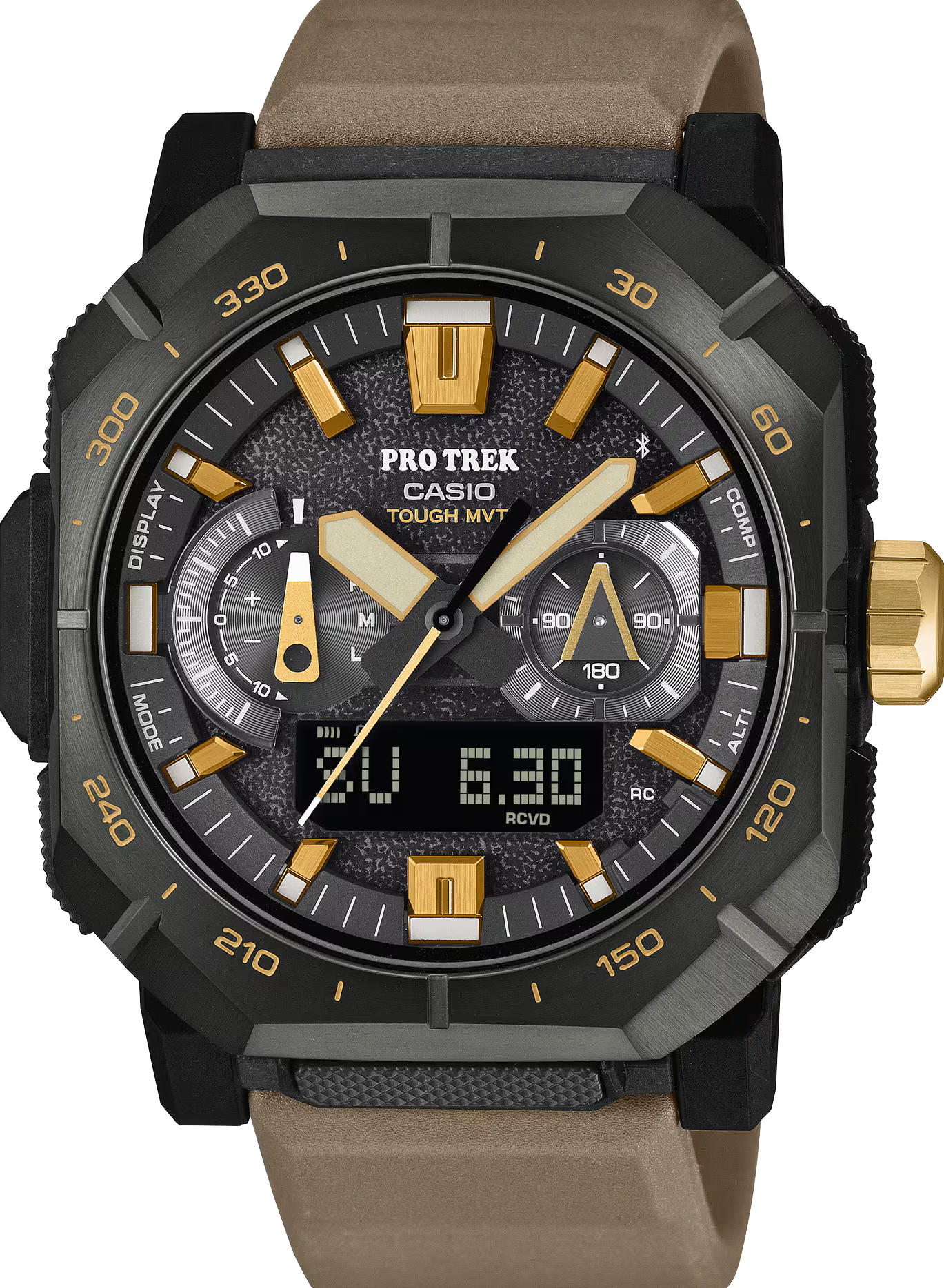萬年鐘錶 - CASIO PRO TREK  登山者藍芽太陽能電波方位、氣壓、高度、溫度三重感應器登山錶 PRW-B1000-5 錶徑 : 45.8 mm