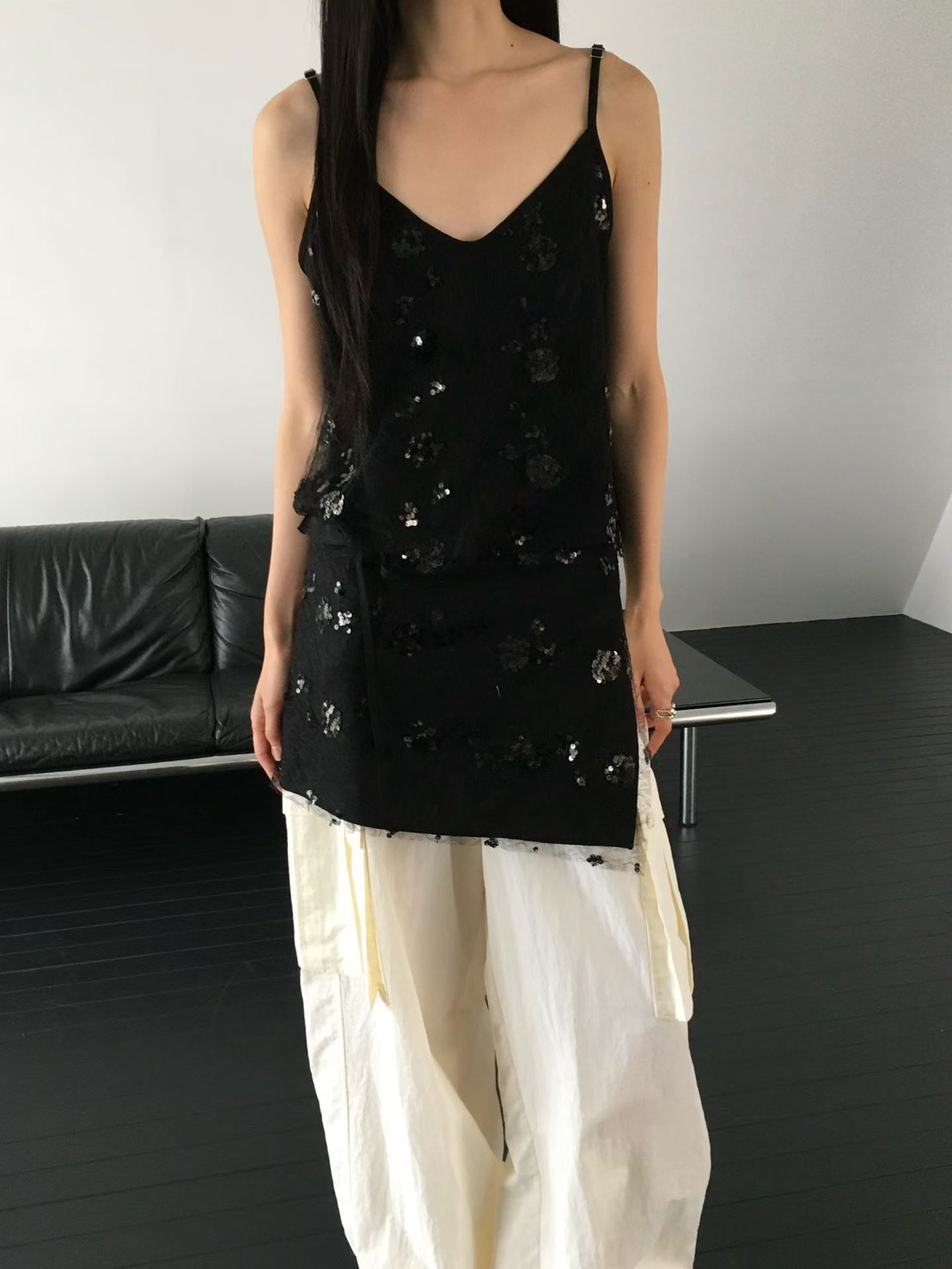 亮片吊帶背心+裙圍SET