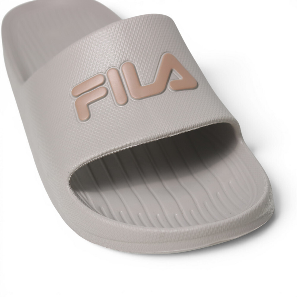 FILA 拖鞋 (偏小建議大半號) 卡其 奶茶LOGO 橡膠 防水 拖鞋 4S355A779