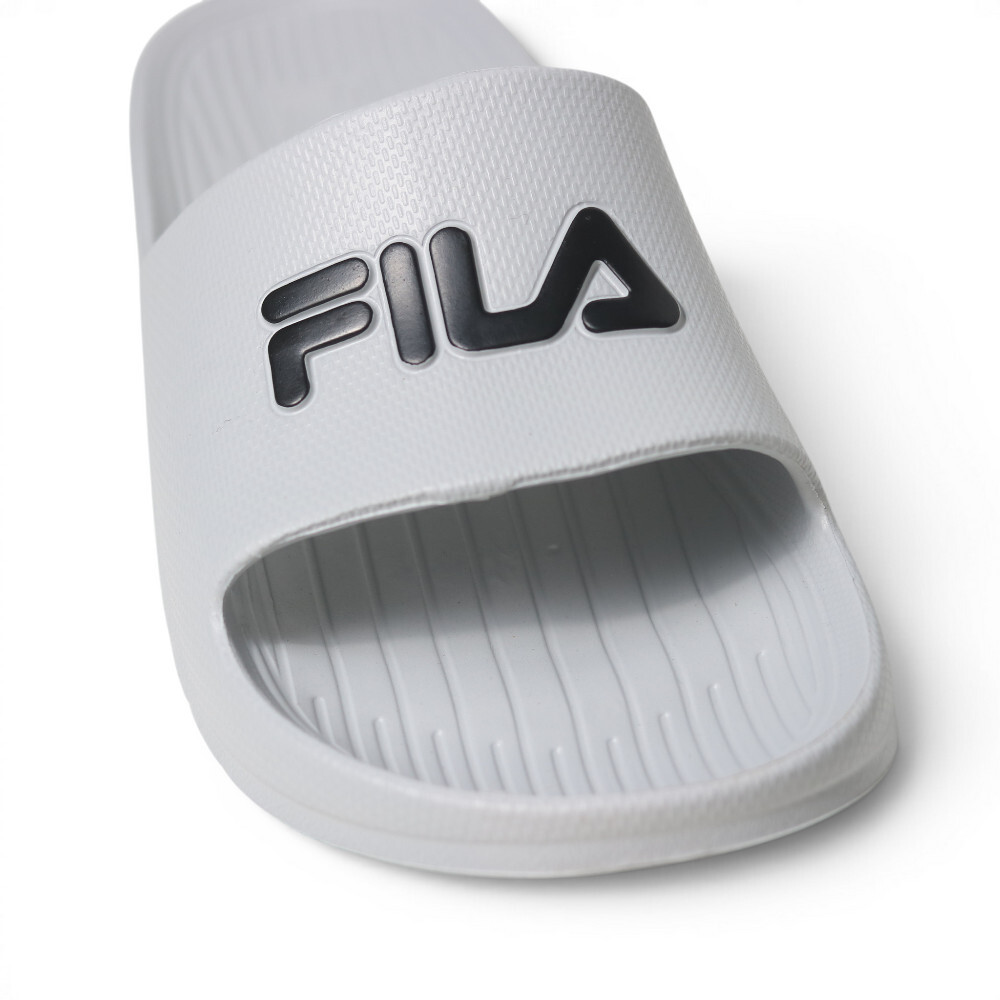FILA 拖鞋 (偏小建議大半號) 灰色 黑LOGO 橡膠 防水 拖鞋 4S355A440