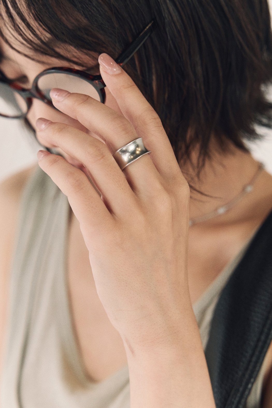 簡約啞光寬面戒指