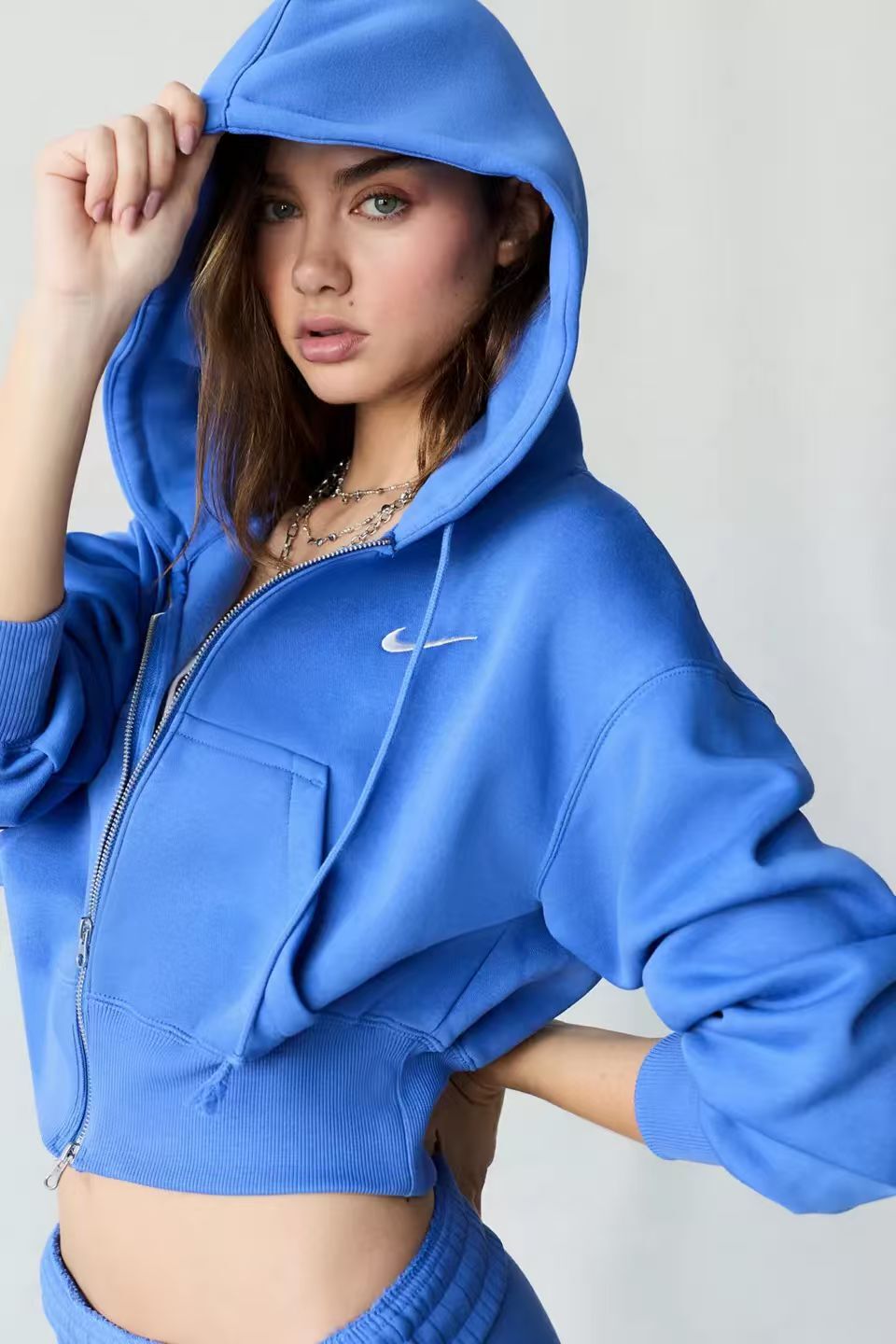 【預購】Nike H070113 Phoenix Fleece 女裝雙拉鏈連帽上衣 (藍色)
