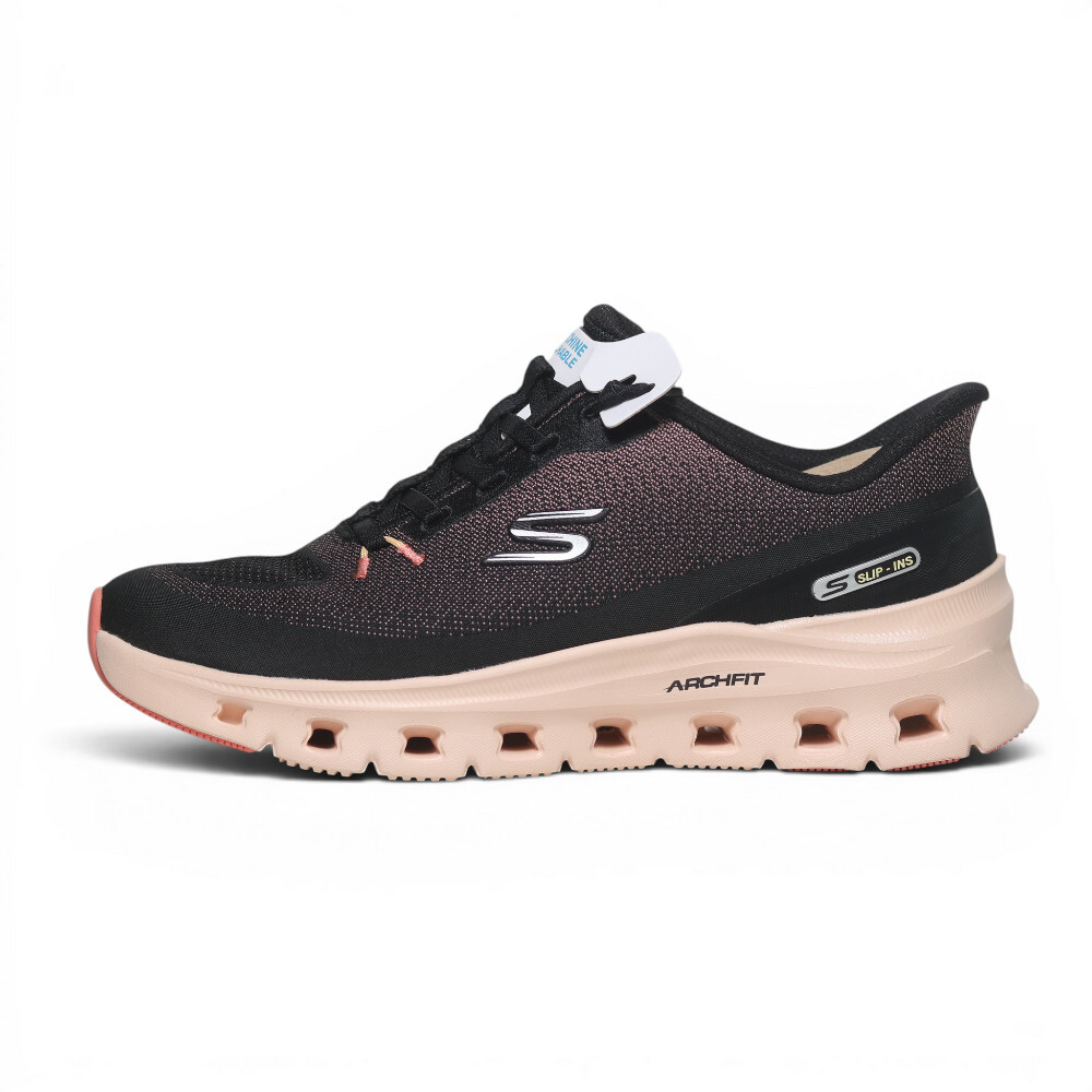 SKECHERS 休閒鞋 GLIDE-STEP PRO 黑粉 瞬穿 足弓 寬楦 健走鞋 女 150730WBKCL