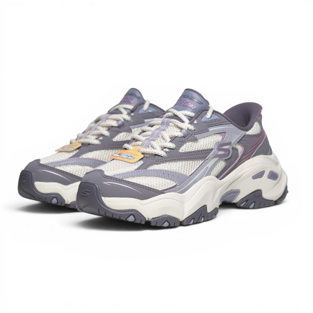 SKECHERS 休閒鞋 D LITES 6.0 米白紫 瞬穿 復古 老爹鞋 女 150703NTPR