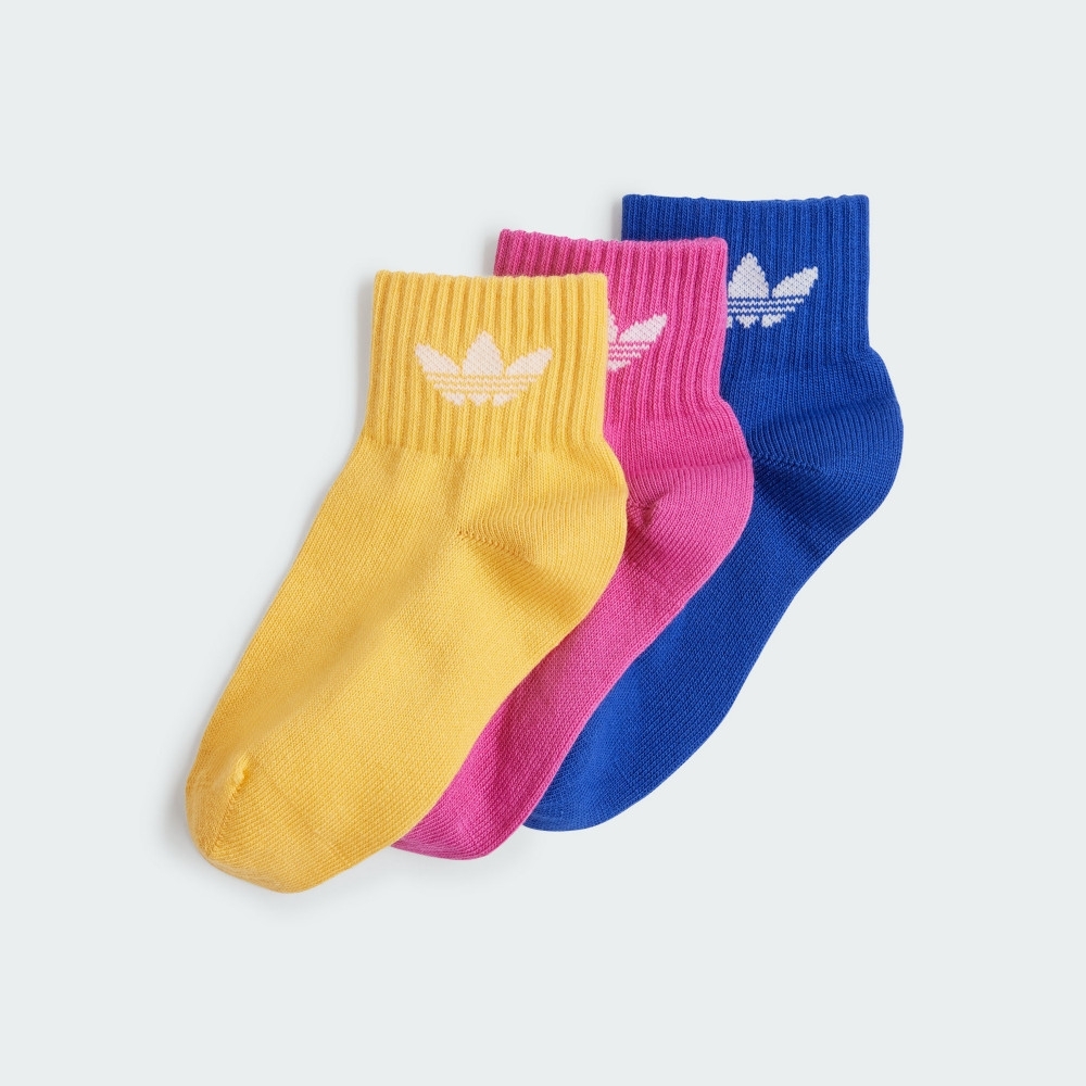 ADIDAS 襪子 藍粉黃 三雙一組 腳踝襪 兒童襪 IY6696