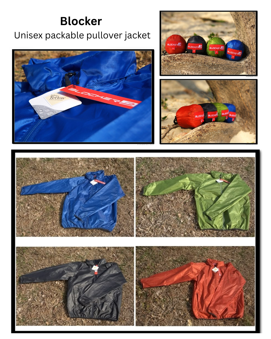 BLOCKER unisex packable pullover jacket
