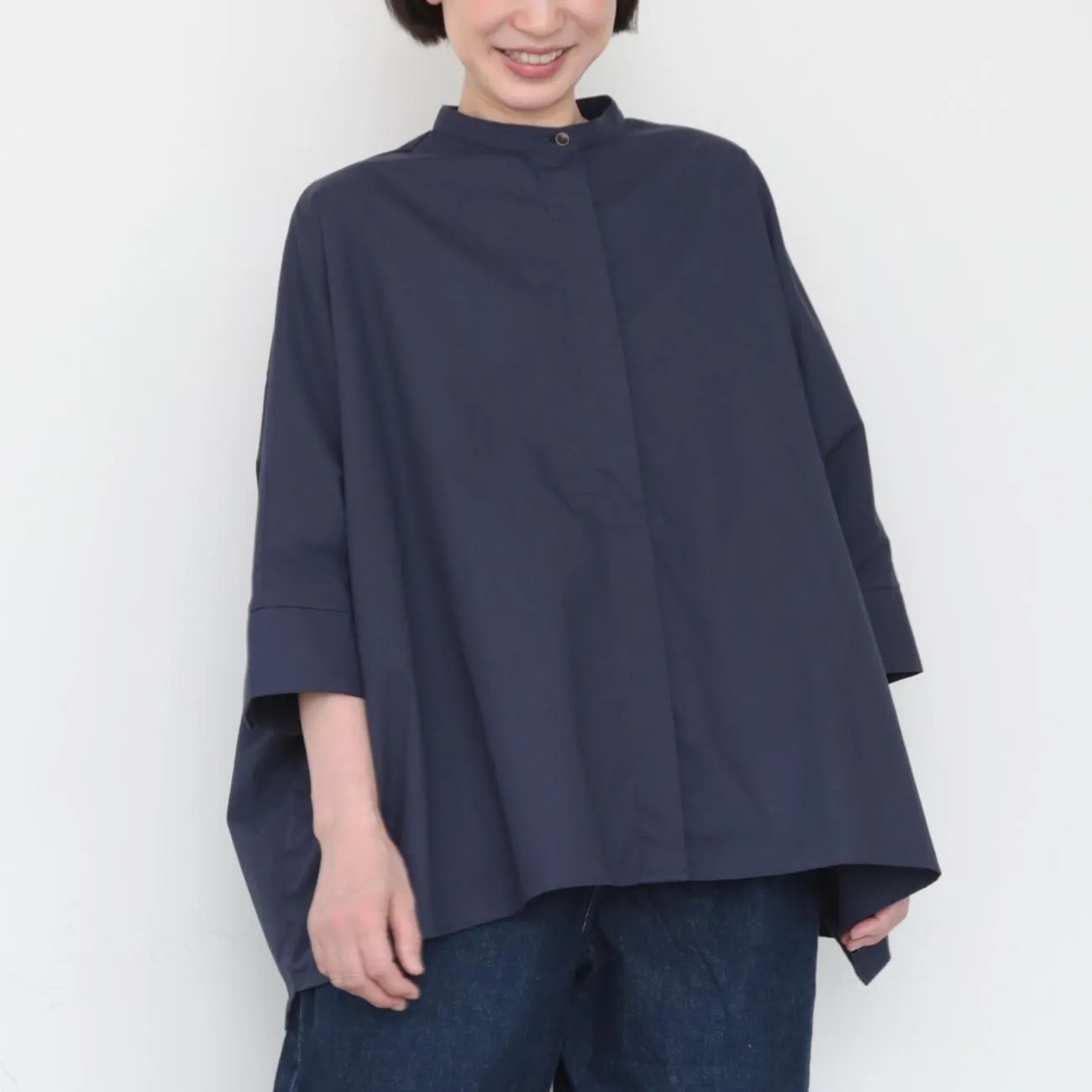 OMAKE.jp 落肩綴銅珠上衣SiiShirts 深藍