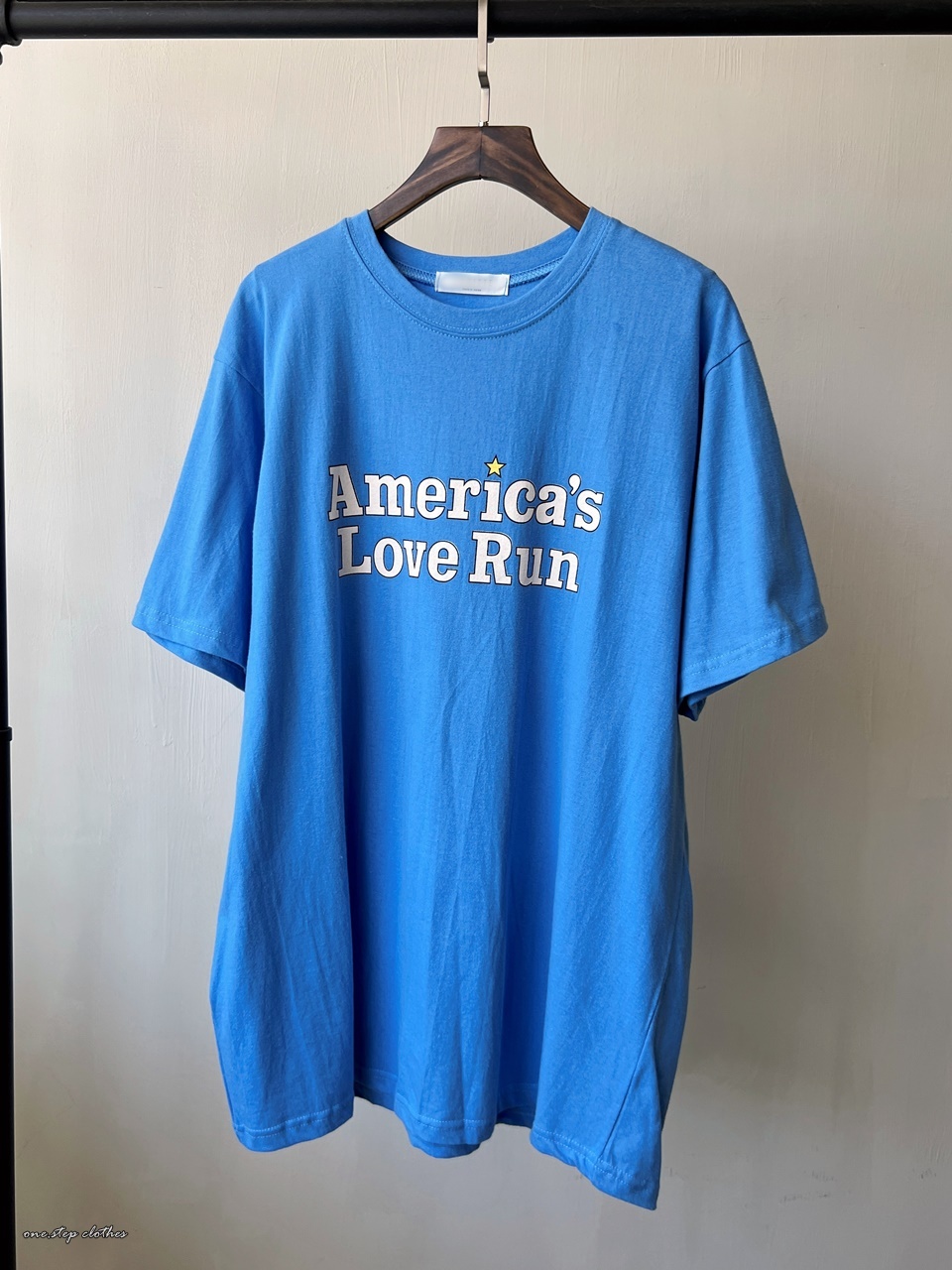 正韓Love Run 黃色星星水藍上衣