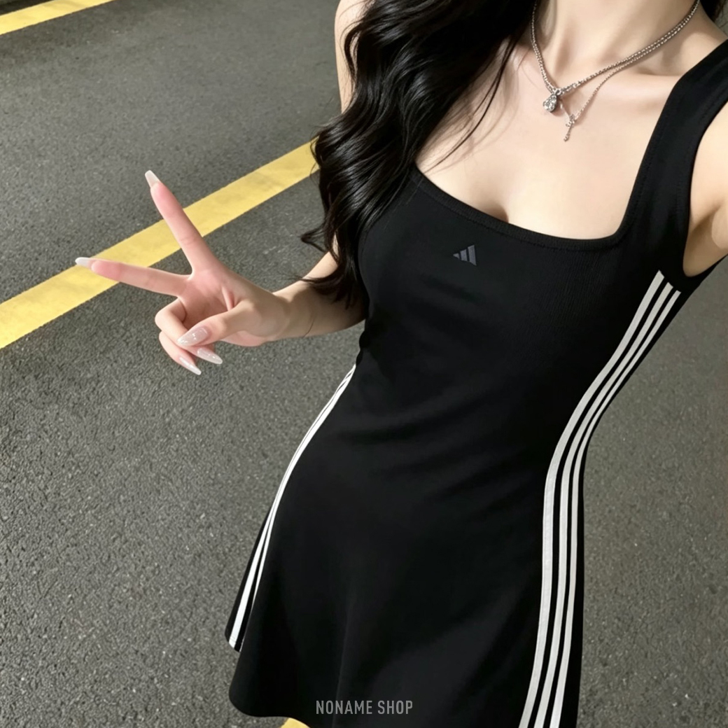 ADIDAS KNIT DRESS 防曬UPF50+ 涼感 修身 運動 休閒 連身裙 黑色 (女款)