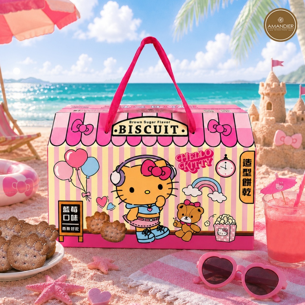 (預購商品) 今夏最萌話題 中秋限定 Hello Kitty 曬黑款造型餅乾提盒 (藍莓風味)