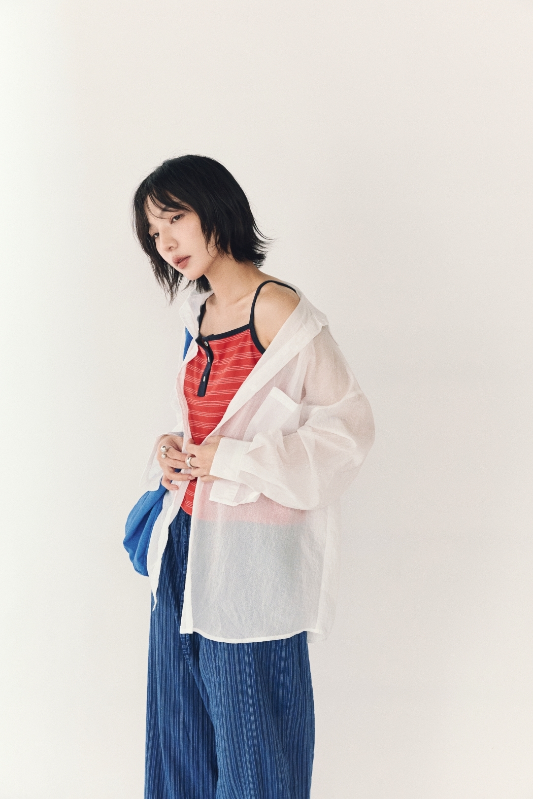 簡約寬版長袖襯衫-白