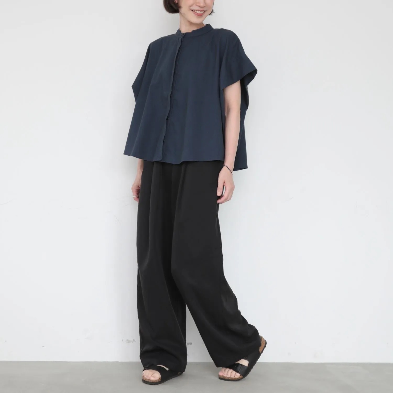 OMAKE.jp 斗篷上衣HirariBlouse 深藍