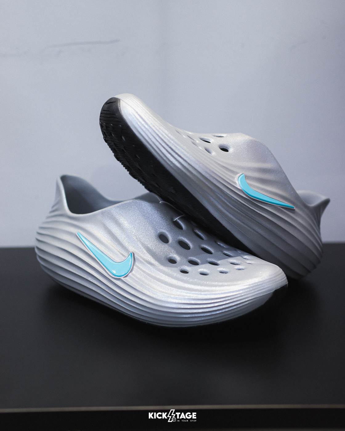 男鞋 NIKE REACTX REJUVEN8 銀色 灰藍色 泡棉 休閒 防水 涼鞋 拖鞋 恢復鞋【HV5060-006】
