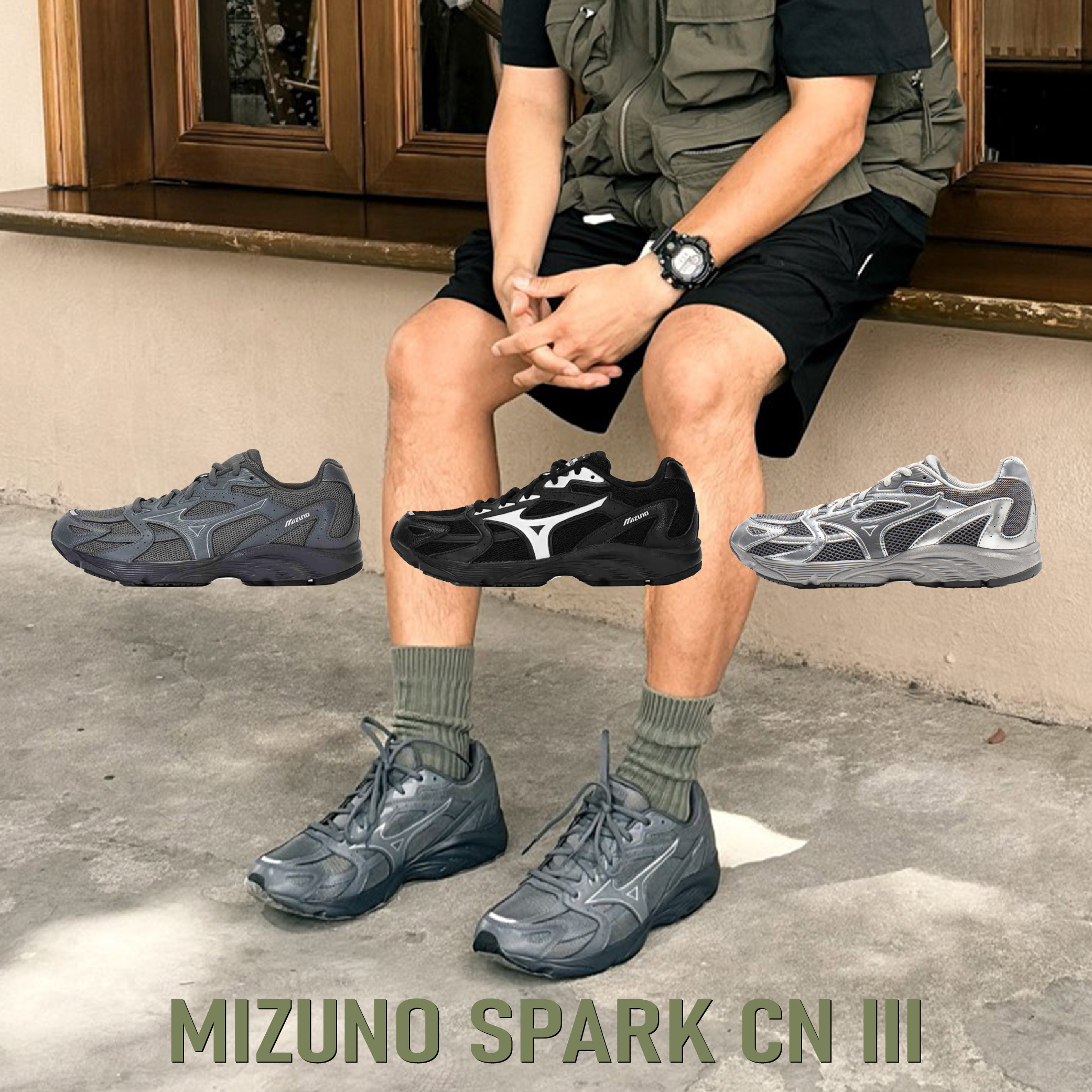 Mizuno 美津濃 SPARK CN III 炭灰 黑白 銀灰 戶外機能 山系 Y2K 透氣 舒適 男女復古休閒鞋 慢跑鞋 D1GH242801 D1GH242803 D1GH242805