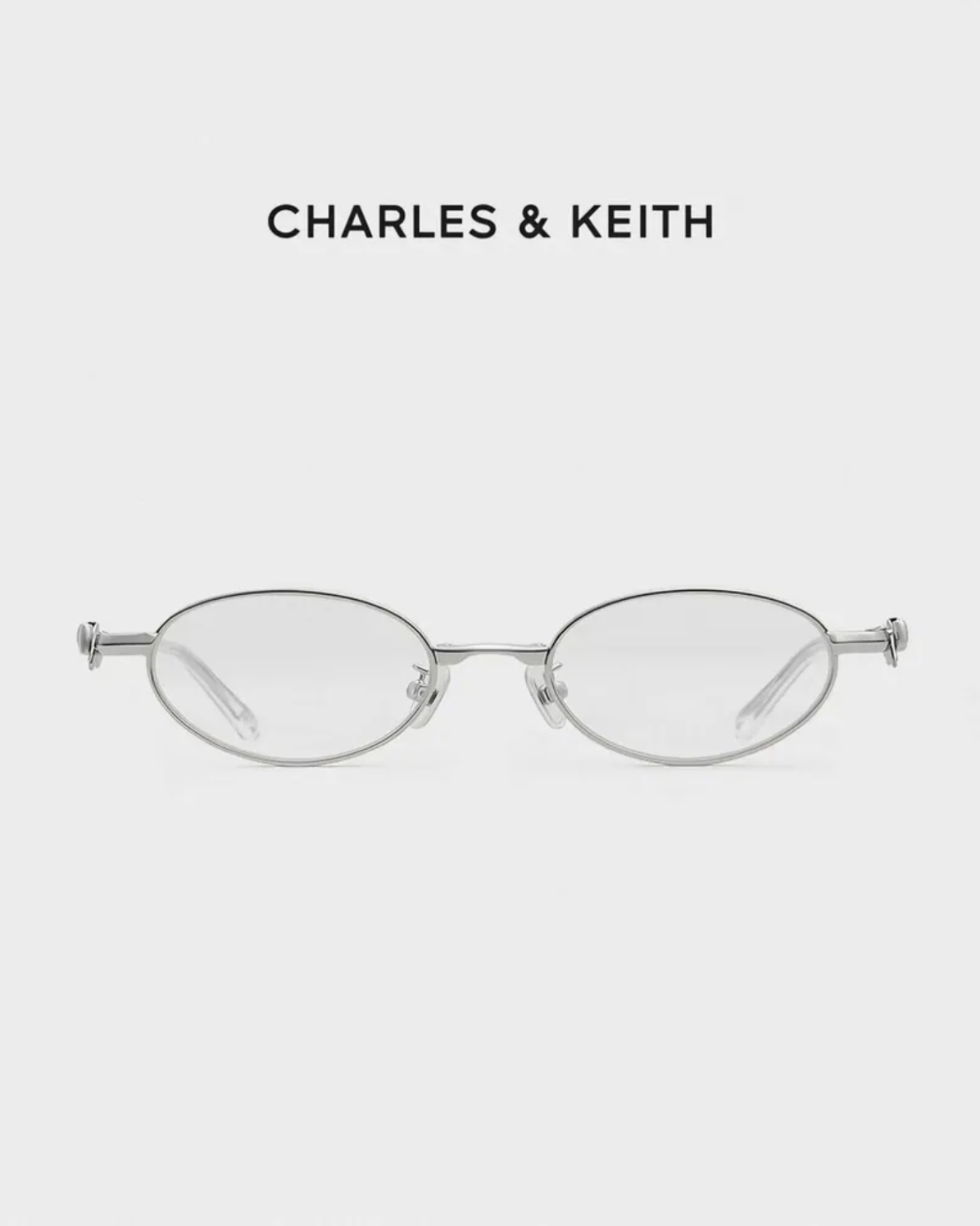 Charles & Keith 小CK 蝴蝶結 折疊式 眼鏡 銀框 銀色