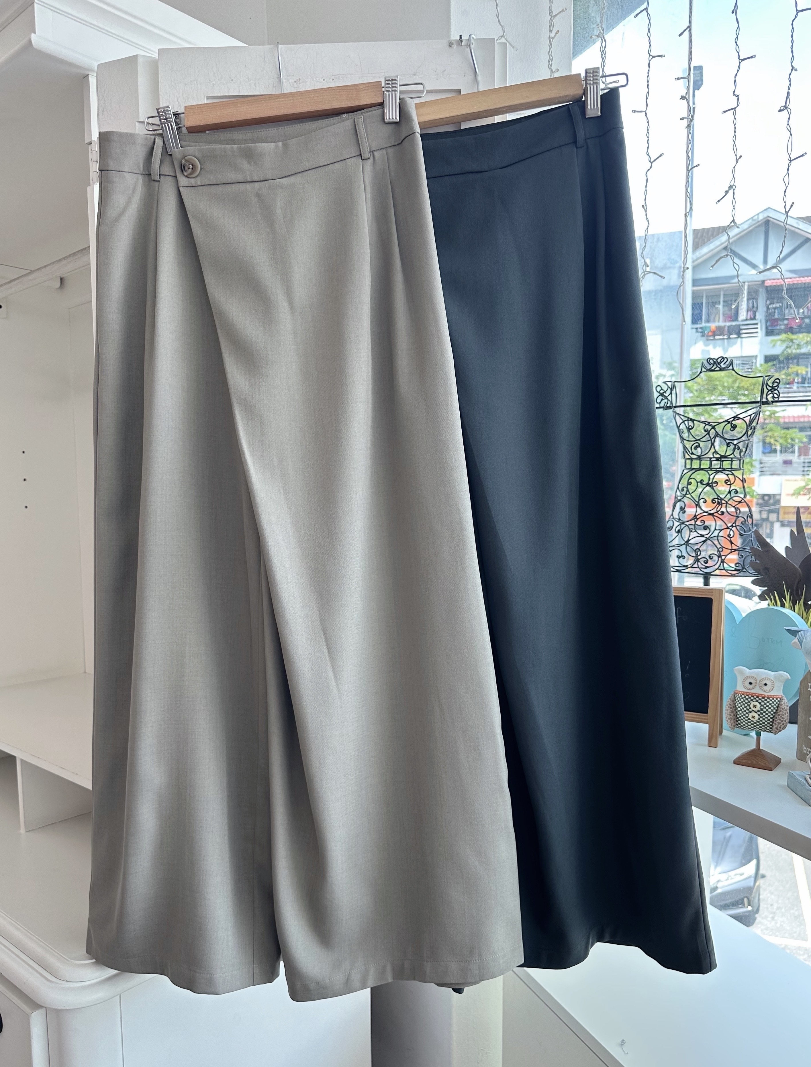 HIGH WAISTED OVERLAP WIDE LEG LONG PANT