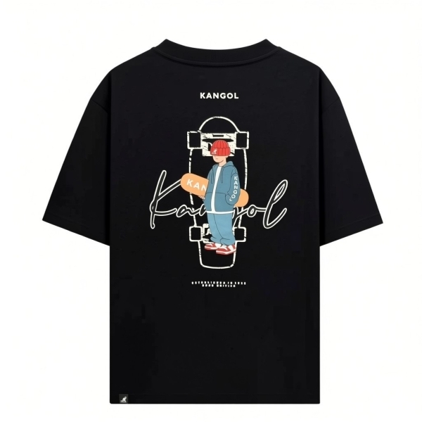 KANGOL 短T 黑色 滑板人 趣味 短袖 中性 6525103020