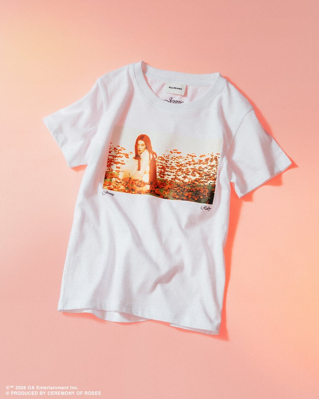 🇯🇵 Ray BEAMS JENNIE / Compact T-shirt 白紅 橘紅 照片印花T 短T 短袖 專輯紀念T 金珍妮 Ruby / 預購