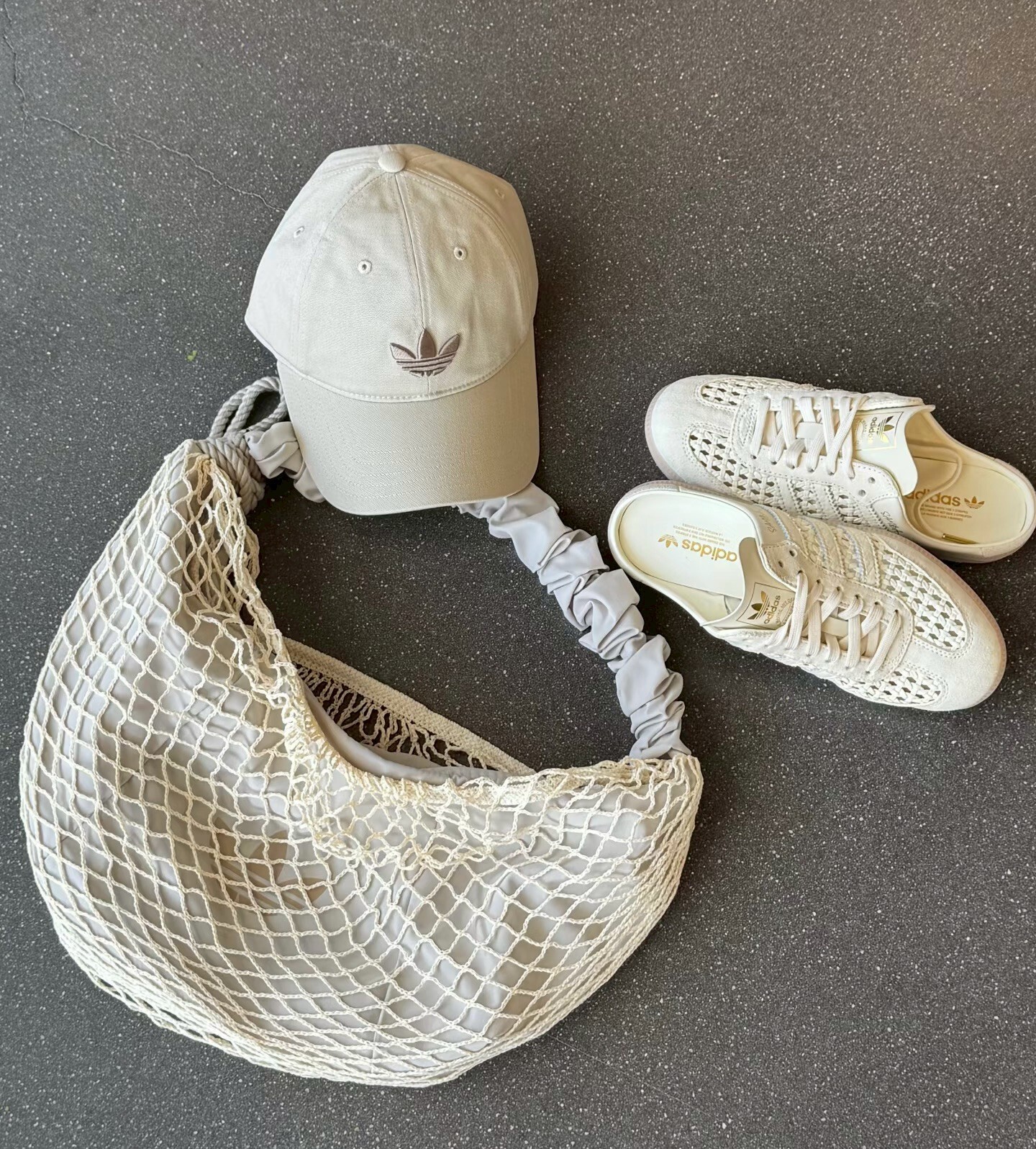 【Luxury】 ADIDAS ORIGINALS 網面設計網格包包 手提包 運動休閒 單肩包 常規 女款 白黃色 漁網包 LE3250 LE3251