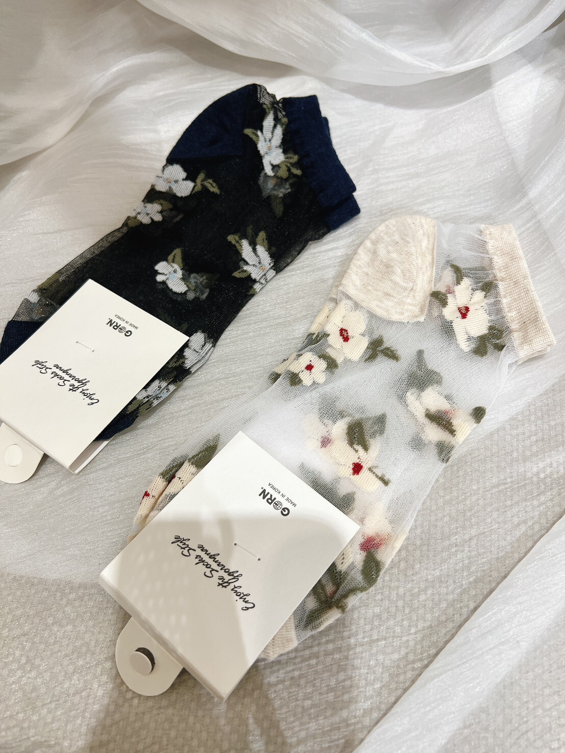 0702隱藏款。刺繡花卉透膚襪子/短襪