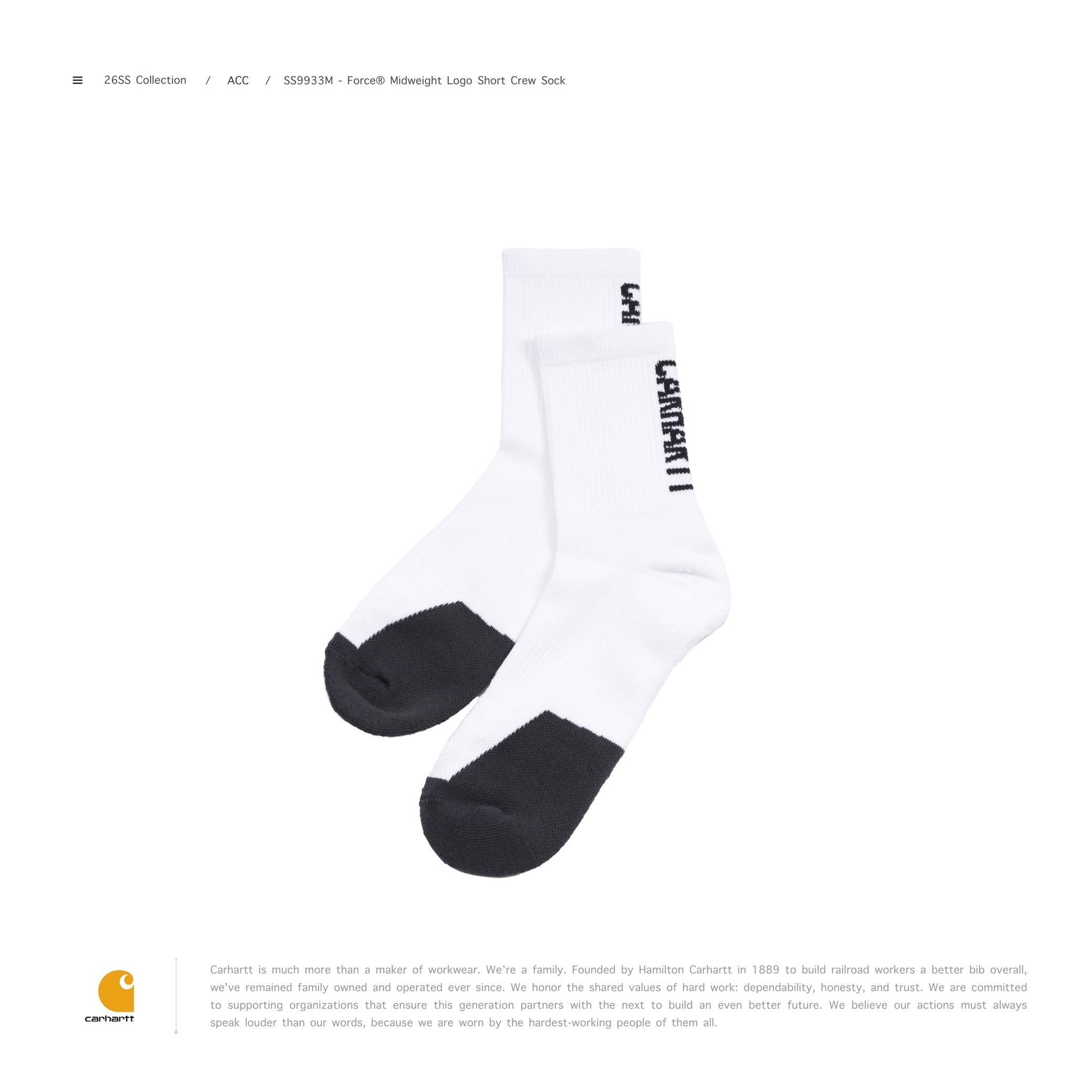 [ 預約販売 ]  CARHARTT® - SS9933M Force® Midweight Crew Sock 3-Pack