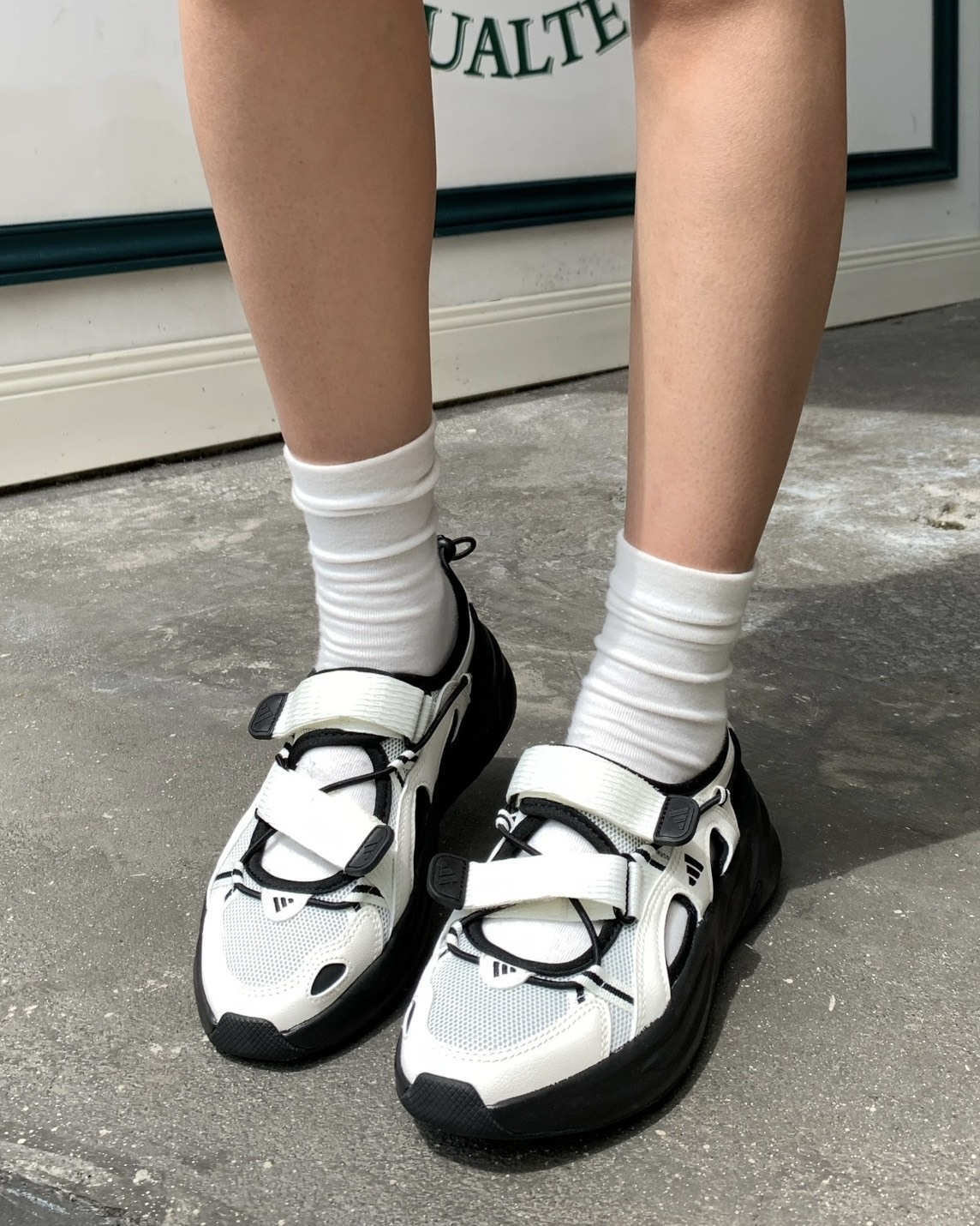 Adidas Ozwave Sandal 魔鬼氈 厚底 涼鞋 黑白
