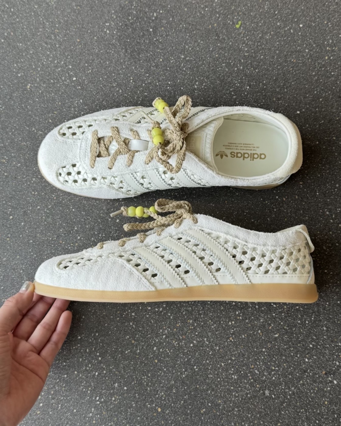 ADIDAS ORIGINALS GAZELLE LO PRO 網面編織 簍空 透氣 奶油白 米白 焦糖底 女鞋 KH6236 / 調貨