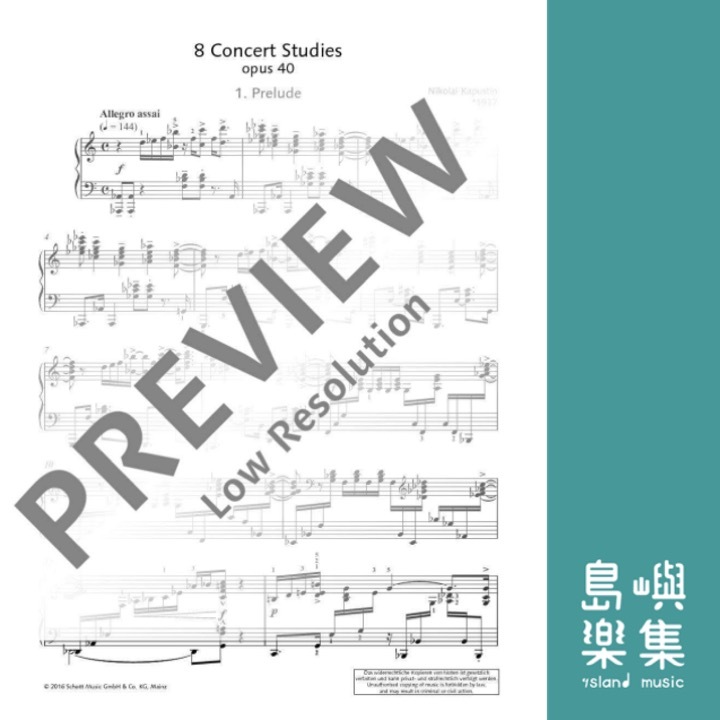 8 Concert Studies, Op. 40 for Piano Piano Softcover