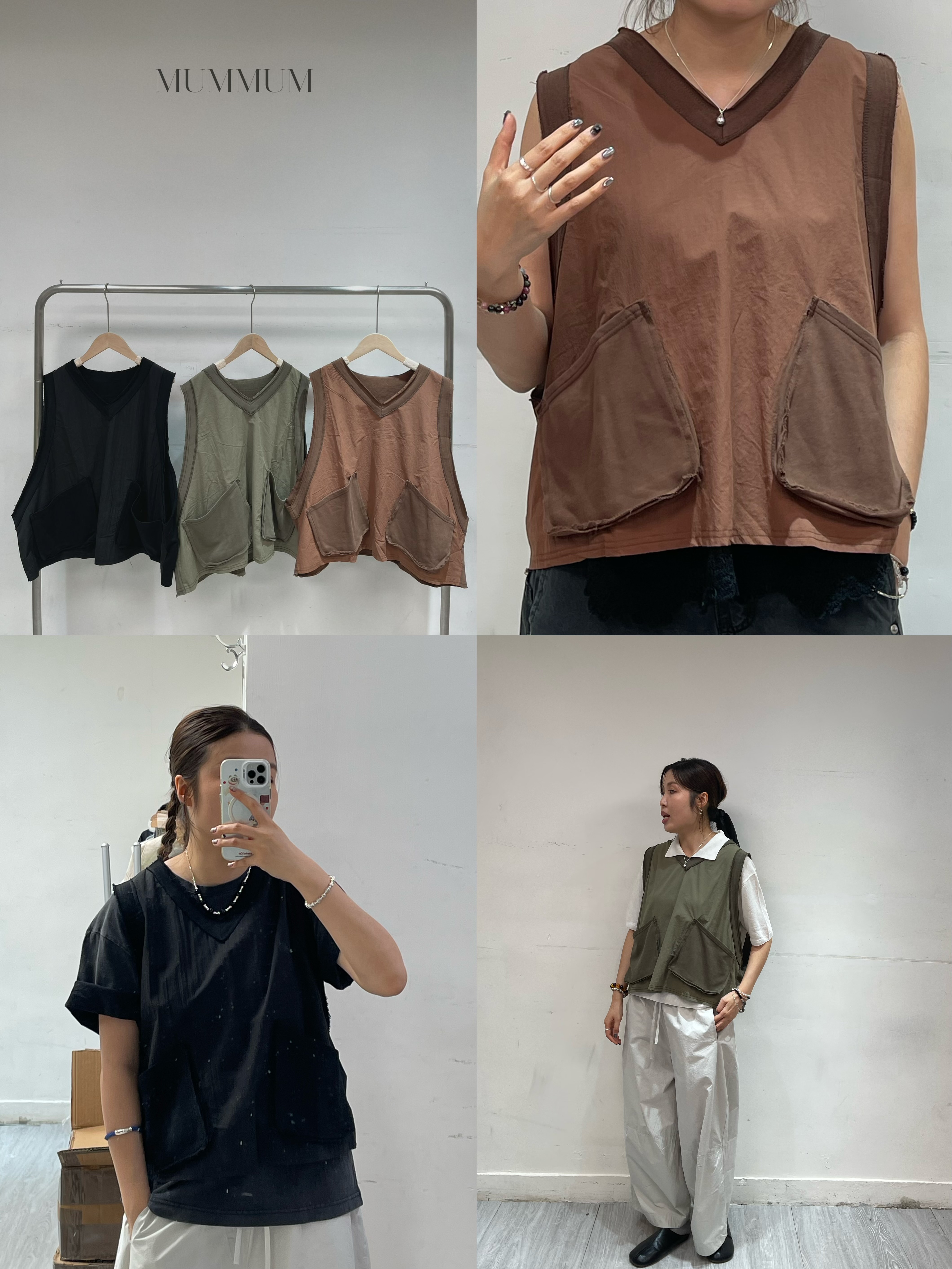 0213366a/破邊大口袋寬邊背心 54/54/23