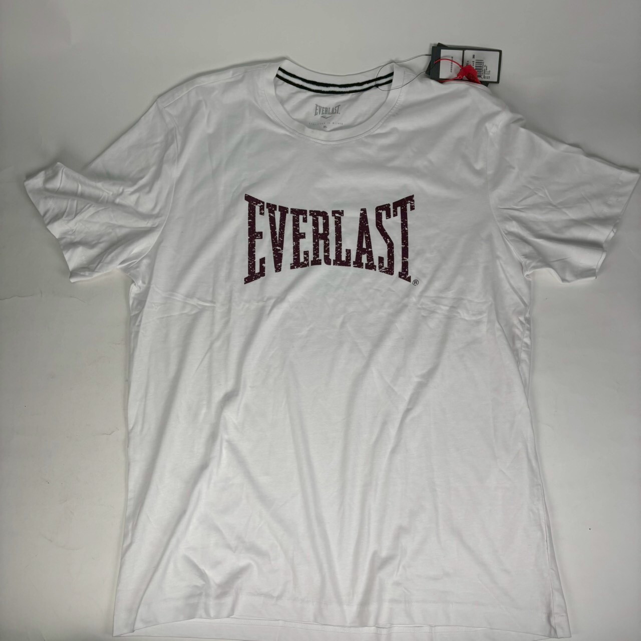 微瑕疵-領口髒汙 4021100301/XL EVERLAST 白紅 LOGO 短T