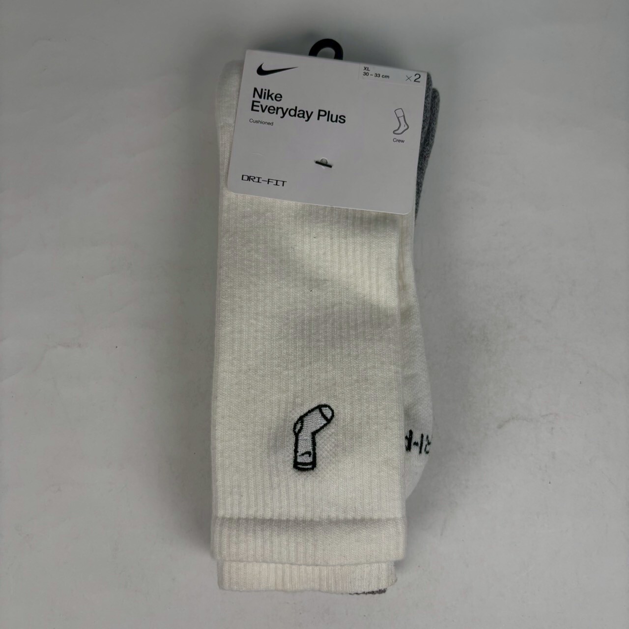 微瑕疵-灰色、白色襪子染色 FB5709-900/XL Nike Everyday Plus 緩震中筒襪 小襪標 襪子 米+灰 男女款