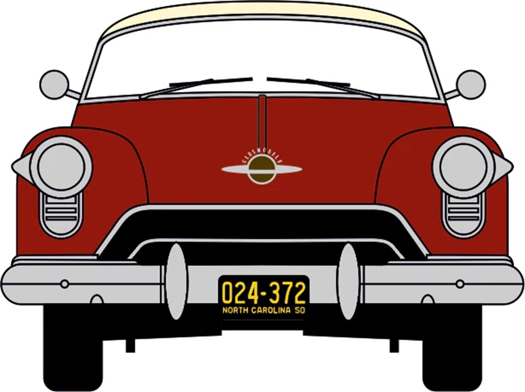 Oxford 87OR50001 HO規 1950 年 Oldsmobile Rocket 88 雙門轎跑車（戰車紅／奶油色雙色塗裝）