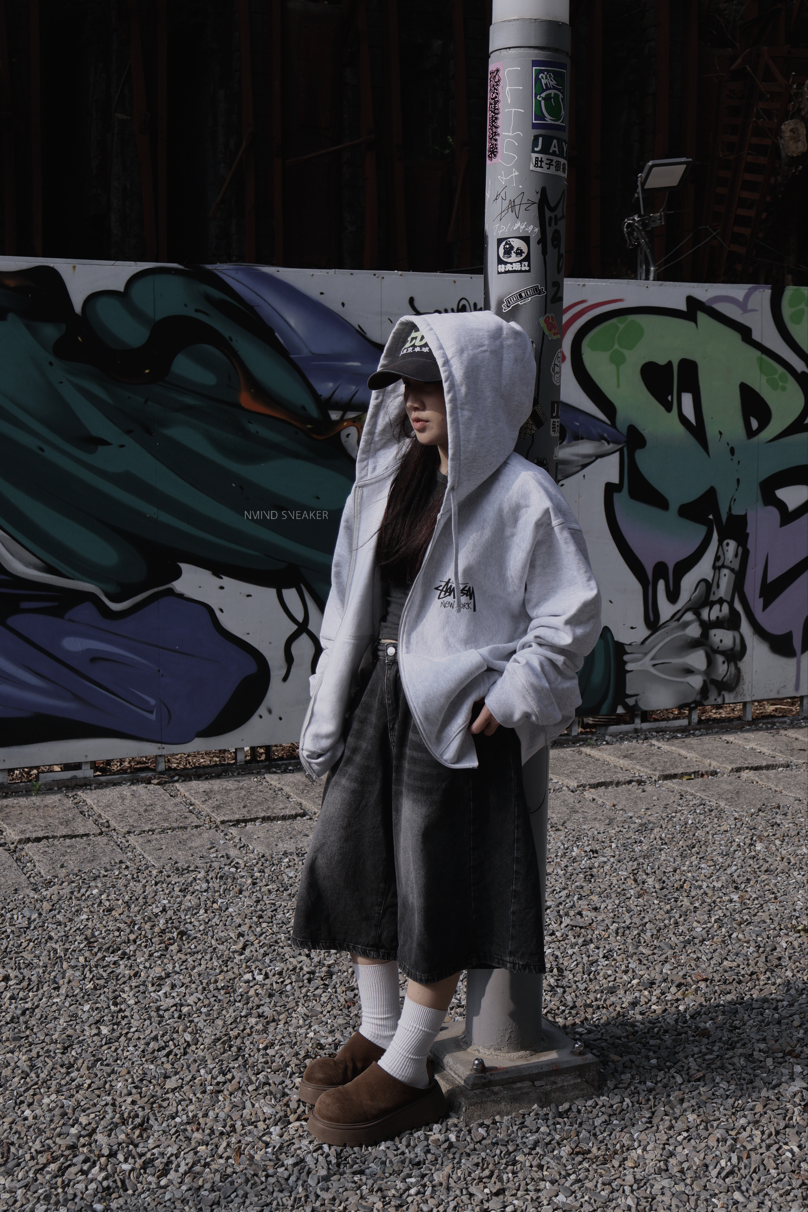 <快速出貨> STUSSY 城市限定 紐約New York 拉鍊棉外套 黑/灰