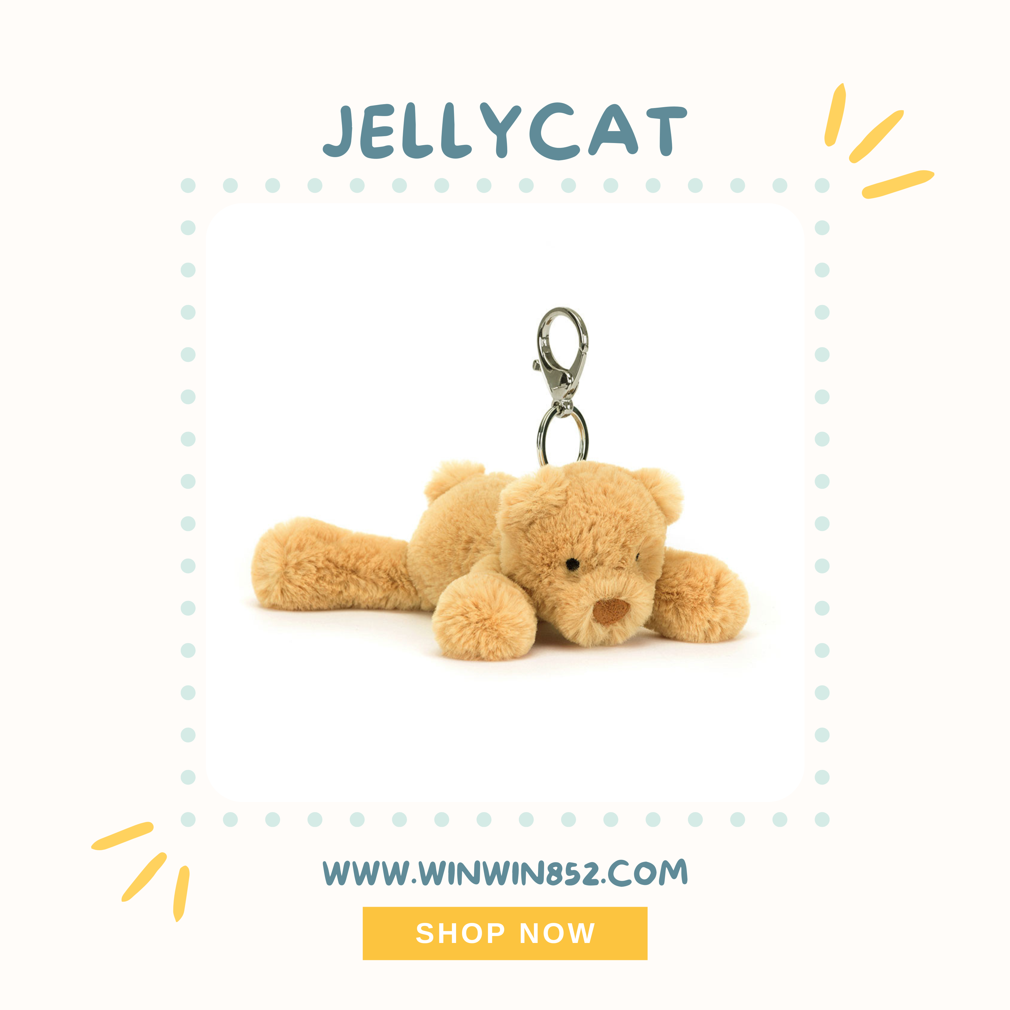 Jellycat Smudge Bear Bag Charm