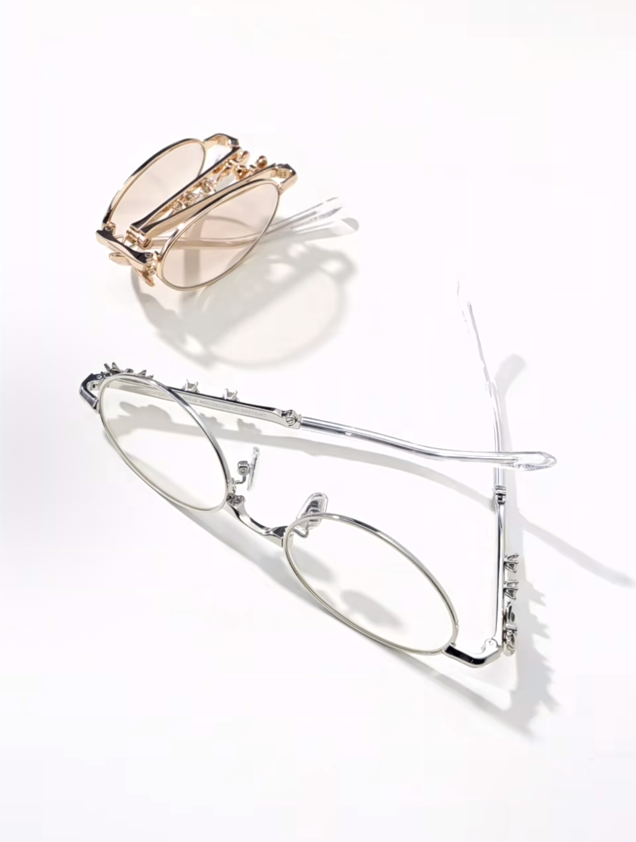 代購-CHARLES&KEITH 小ck 蝴蝶結 可折疊 細框 平光 金屬 太陽眼鏡 Silver銀色/Rose Gold玫瑰金色