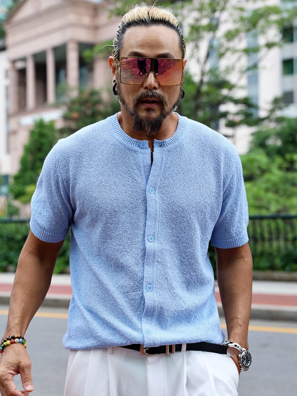 Circular Knit Short-Sleeve Cardigan