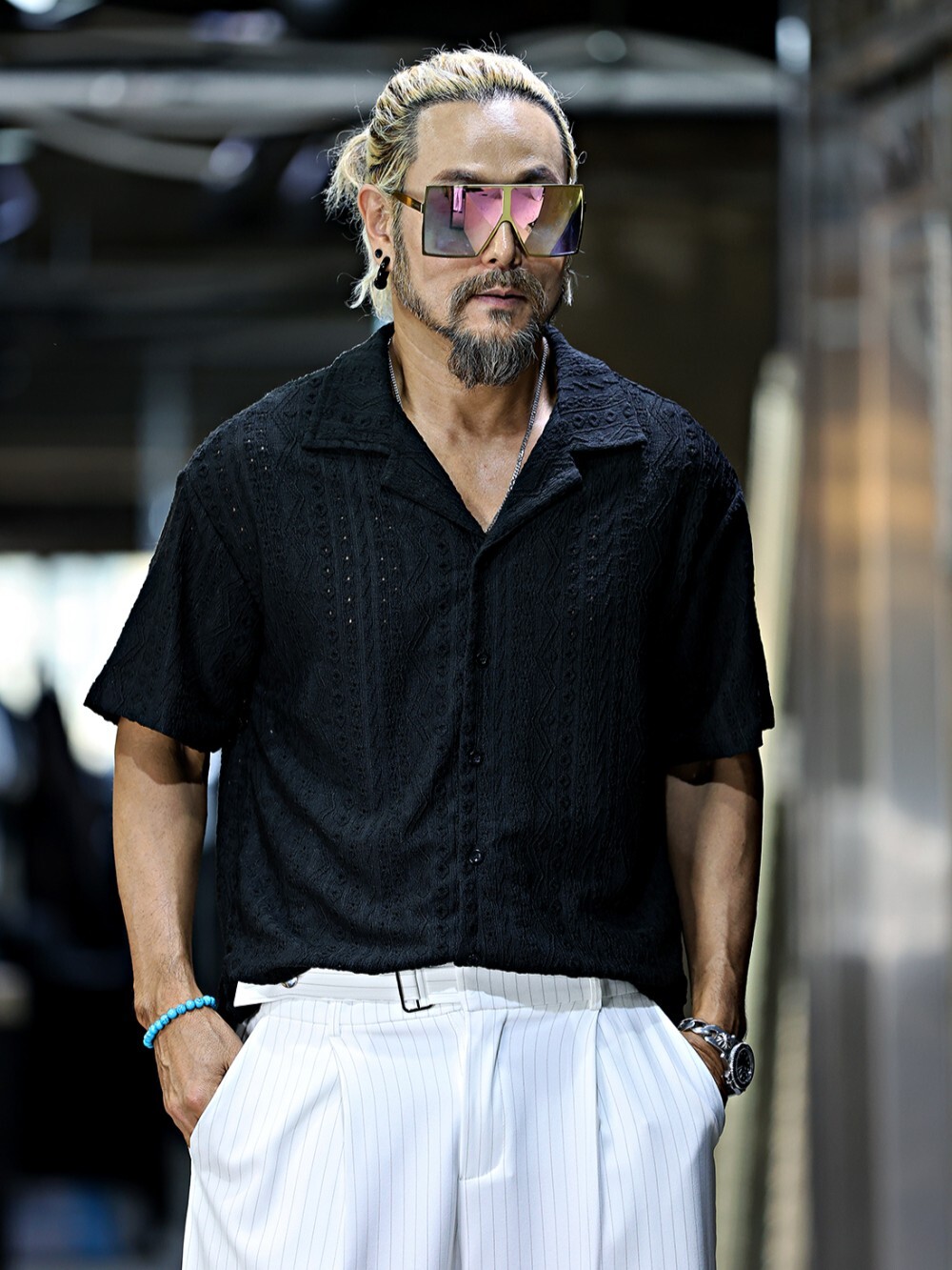 striped short-sleeved shirt