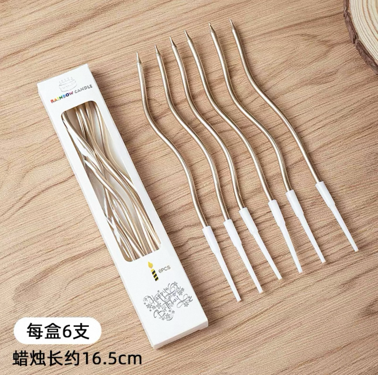 Birthday candle (6 pcs) long & curve