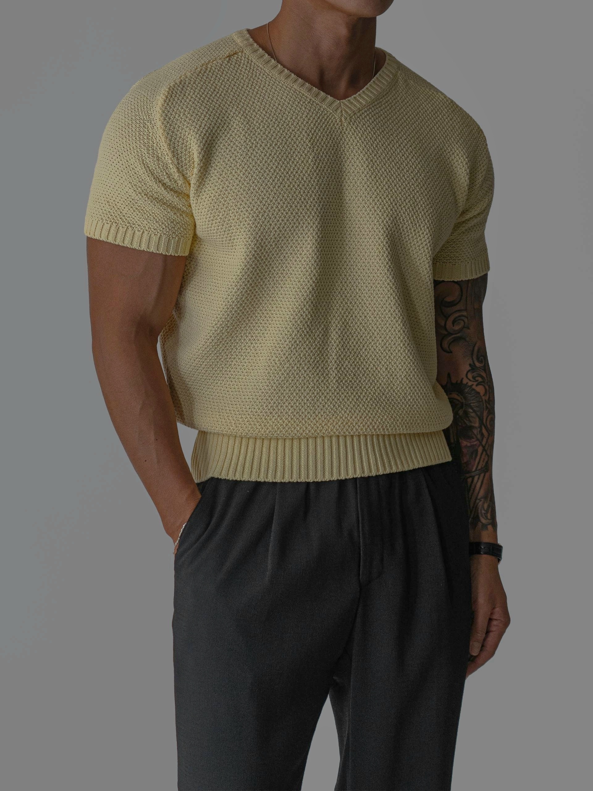 Levi Saddle V-neck Knit Sweater
