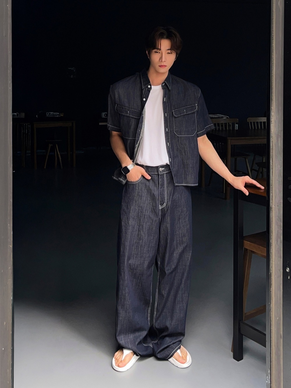 Non-Faded Crop Denim Set-up
