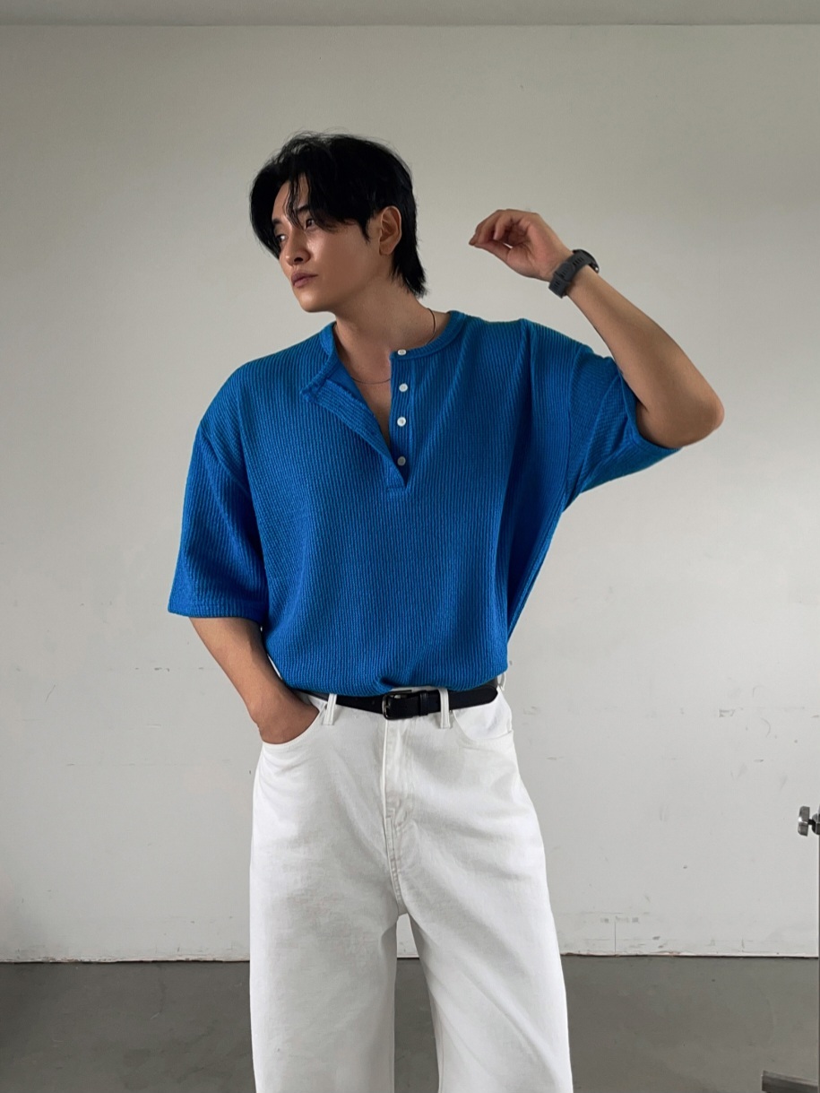 Surf Waffle Henley Neck