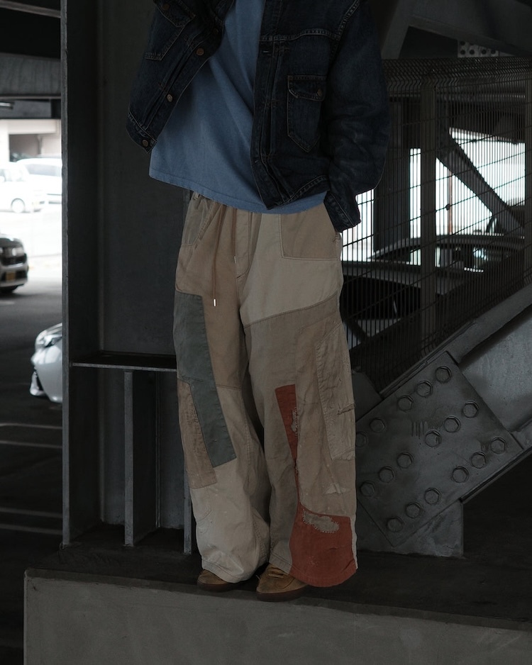 ANACHRONORM - AN431 REMAKED MIX PANEL WIDE EASY PANTS