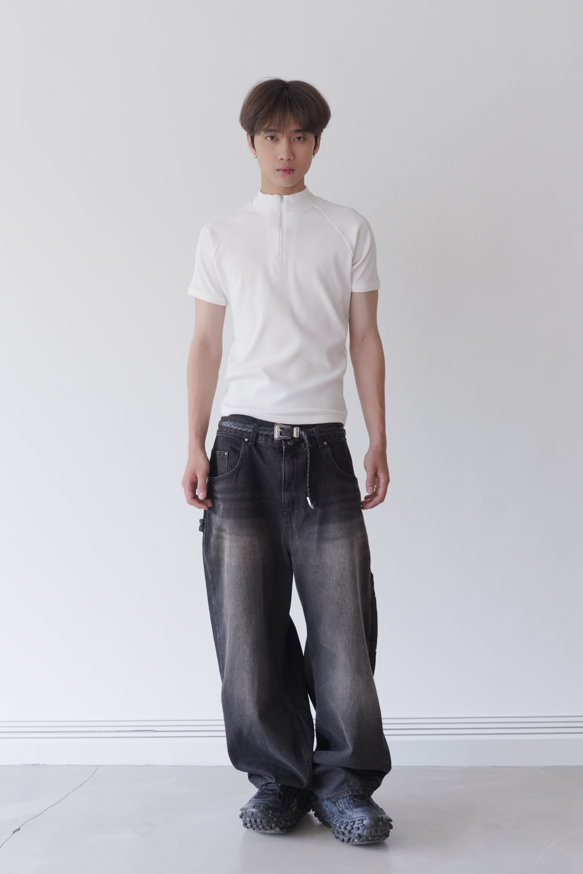 denim fatigue pants #長褲