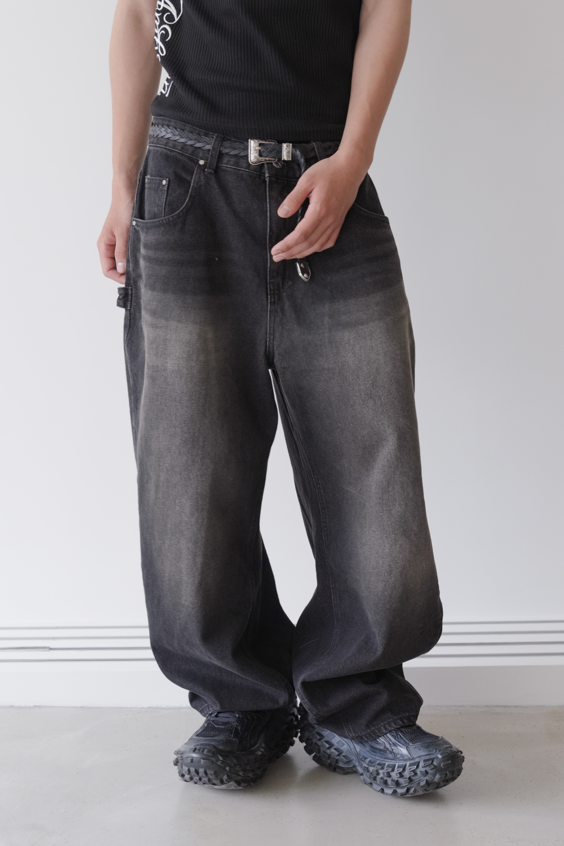 denim fatigue pants #長褲