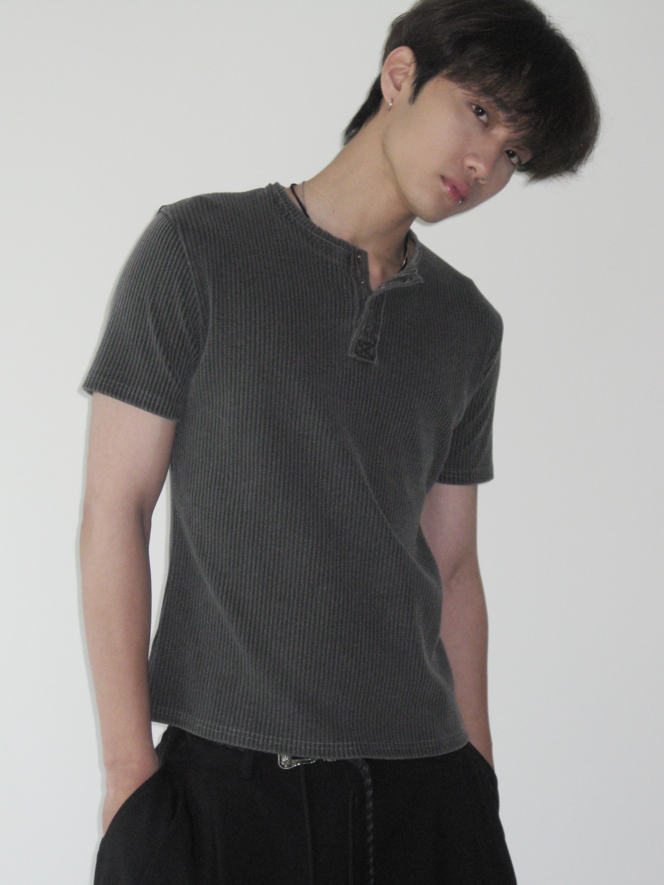 dope henley neck tee #上衣