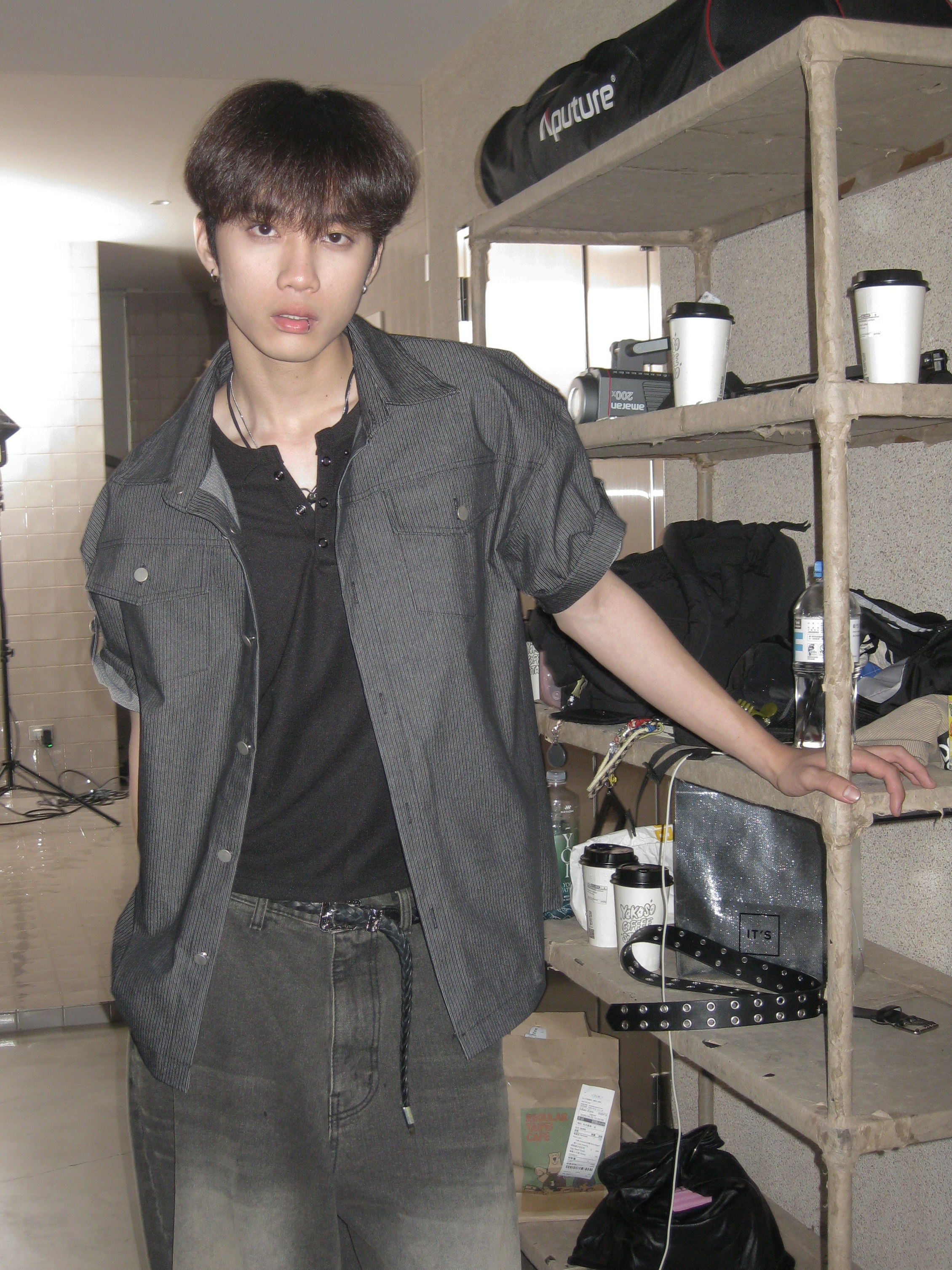 stripe denim work shirt jacket #襯衫