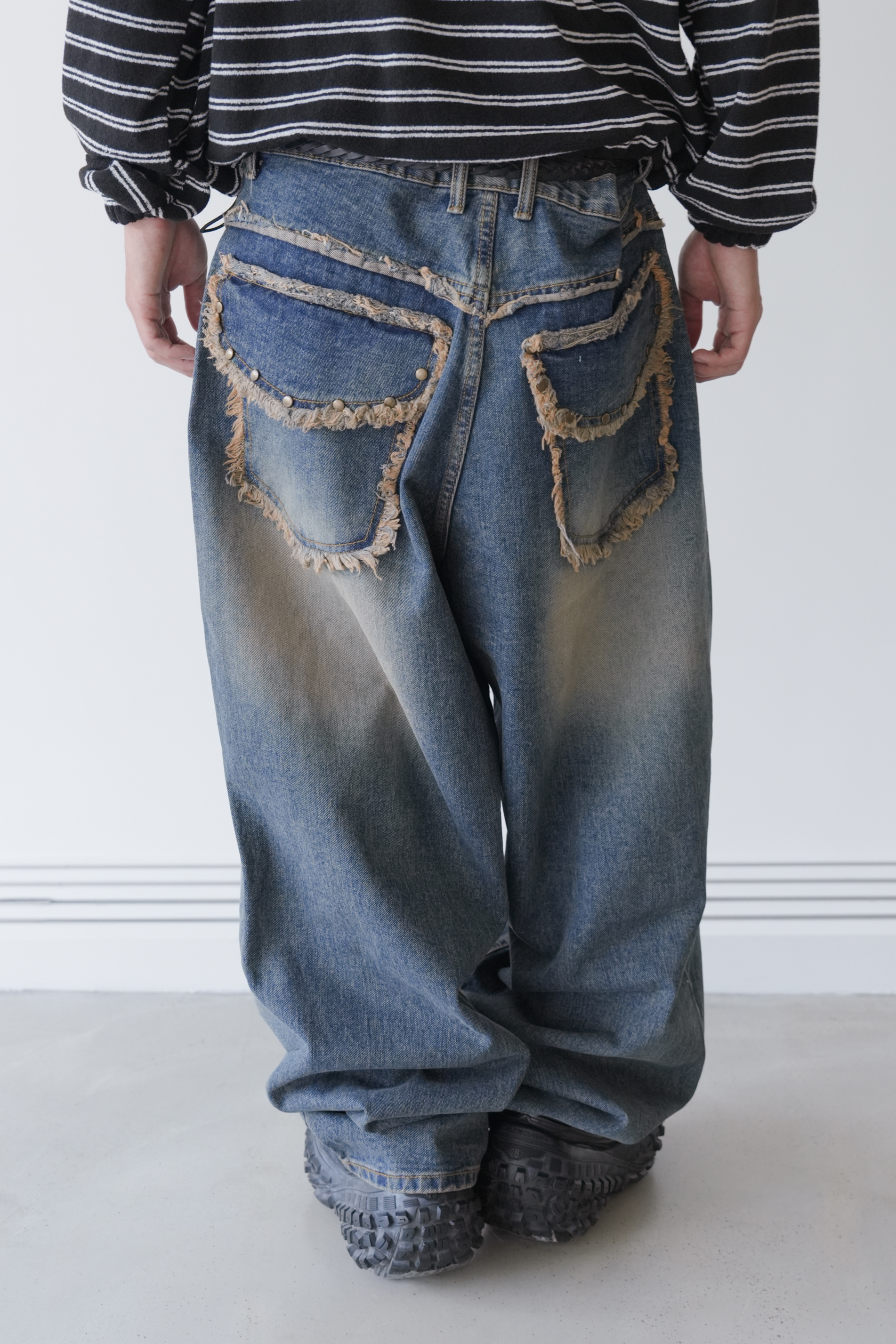 stud flap pocket denim pants ＃單寧褲